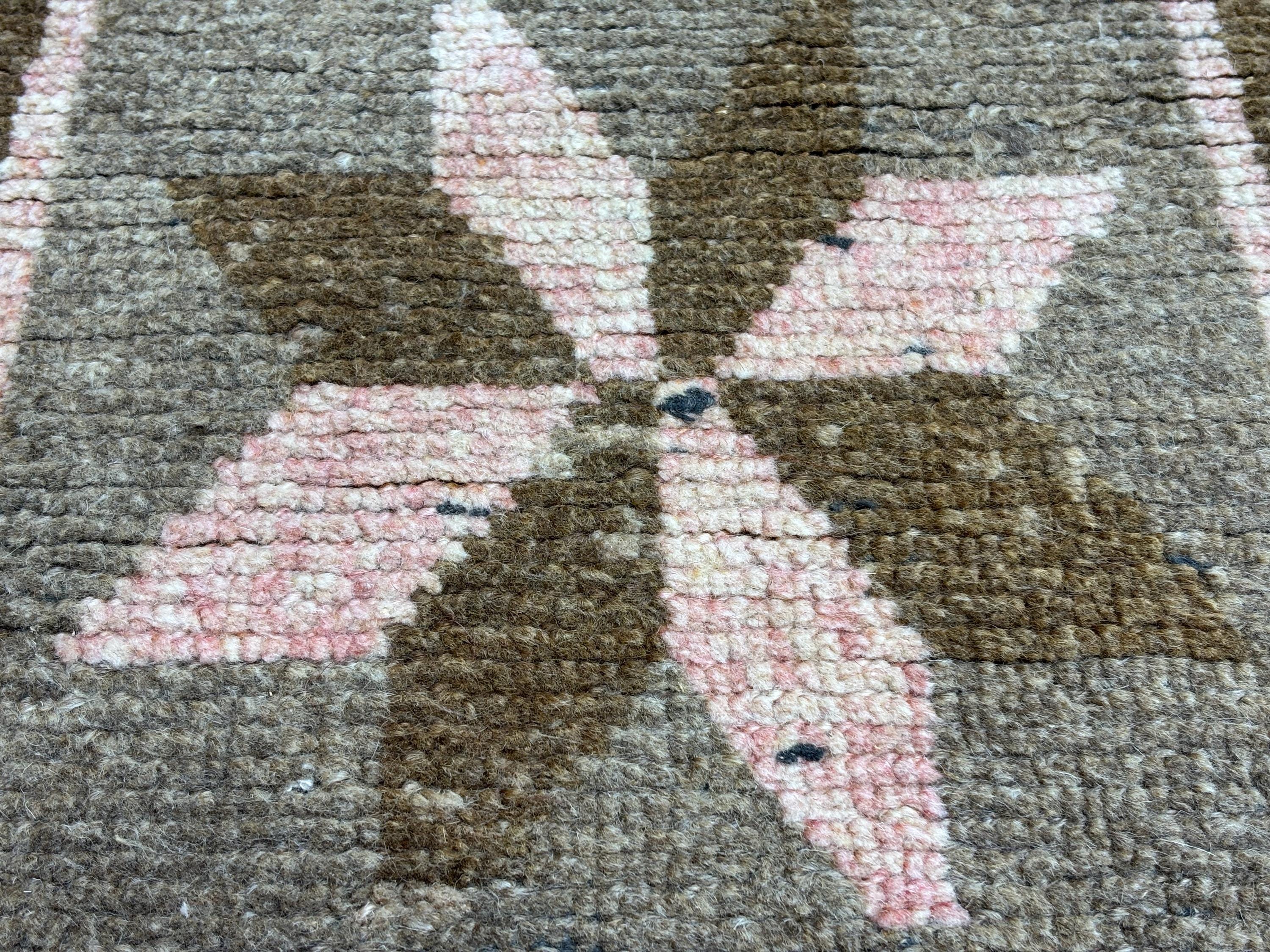 2x4 Pink Brown Vintage Turkish Accent Rug, Hand-knotted Wool Small Area ...