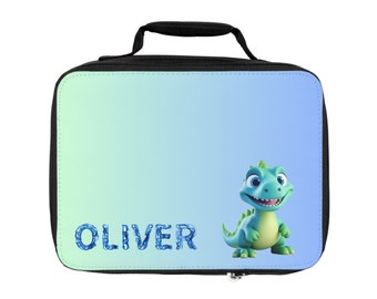 Lunchtas dinosaurus, lunchtas met aangepaste naam, gepersonaliseerde schooltas, lunchtas op maat, lunchtas op reis, lunchtas Back to School