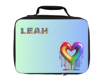 Bolsa de almuerzo para el corazón, Bolsa de almuerzo con nombre personalizado, Bolsa de almuerzo personalizada, Bolsa de almuerzo de viaje, Bolsa de almuerzo universitaria personalizada, Bolsa de almuerzo de regreso a la escuela