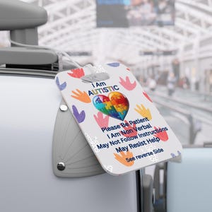 Autismewaarschuwingstag, aangepaste QR, autismebewustzijn, autisme-noodkaart, autisme-ID-kaart, rugzaktags, terug naar school, medisch alarm, veiligheidstag