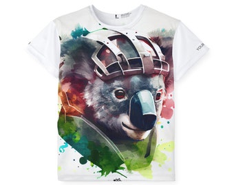 Koala Footballer - Kids' Watercolor T-shirt | Personalize the T-shirt with any Name | Perfect Christmas Gift