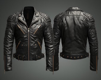 Veste Veste en cuir pour homme, veste motard en cuir, cadeau pour lui, veste en cuir d'agneau véritable