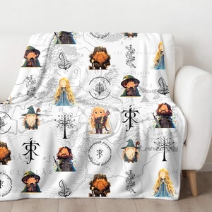LOTR-cadeaudeken JRR Tolkien-cadeau voor lezers en fans Lord of The Rings-babycadeaudeken Middle Earth-kaart