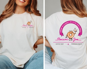 Fallout tshirt, Slocum&#39;s Joe, Front and Back design, coffee and donuts from Fallout game, video gamer gift, funny shirt Fallout gift