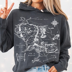 Herr der Ringe Hoodie, Herr der Ringe Sweatshirt, Hobbitkern, The Shire Merch, Unisex Hoodie, Der Hobbit, Mittelerde Karte