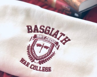 Basgiath War College embroidered Crewneck Sweatshirt | Violet Sorrengail | Bookish Sweatshirts | Rebecca Yarros | Fourth Wing | Dragon Rider