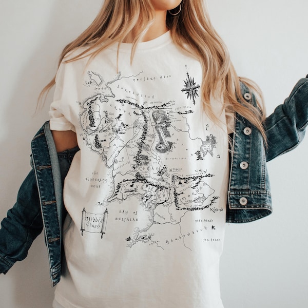 T-shirt met kaart van Middle Earth LOTR merch The Hobbit-shirt