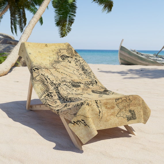 LOTR Beach Towel Map of Middle Earth Lord of the Rings Vacation Gift Etsy