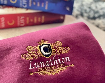Lunathion embroidered Crescent City Sweatshirt | Officially Licensed | Bookish Merch Gifts | Sarah J Maas Merch Sweater