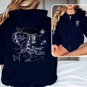 LOTR Full-Zip Hoodie, JRR Tolkien Hoodie, Herr der Ringe Merch, LOTR Sweatshirt, Mittelerde Karte