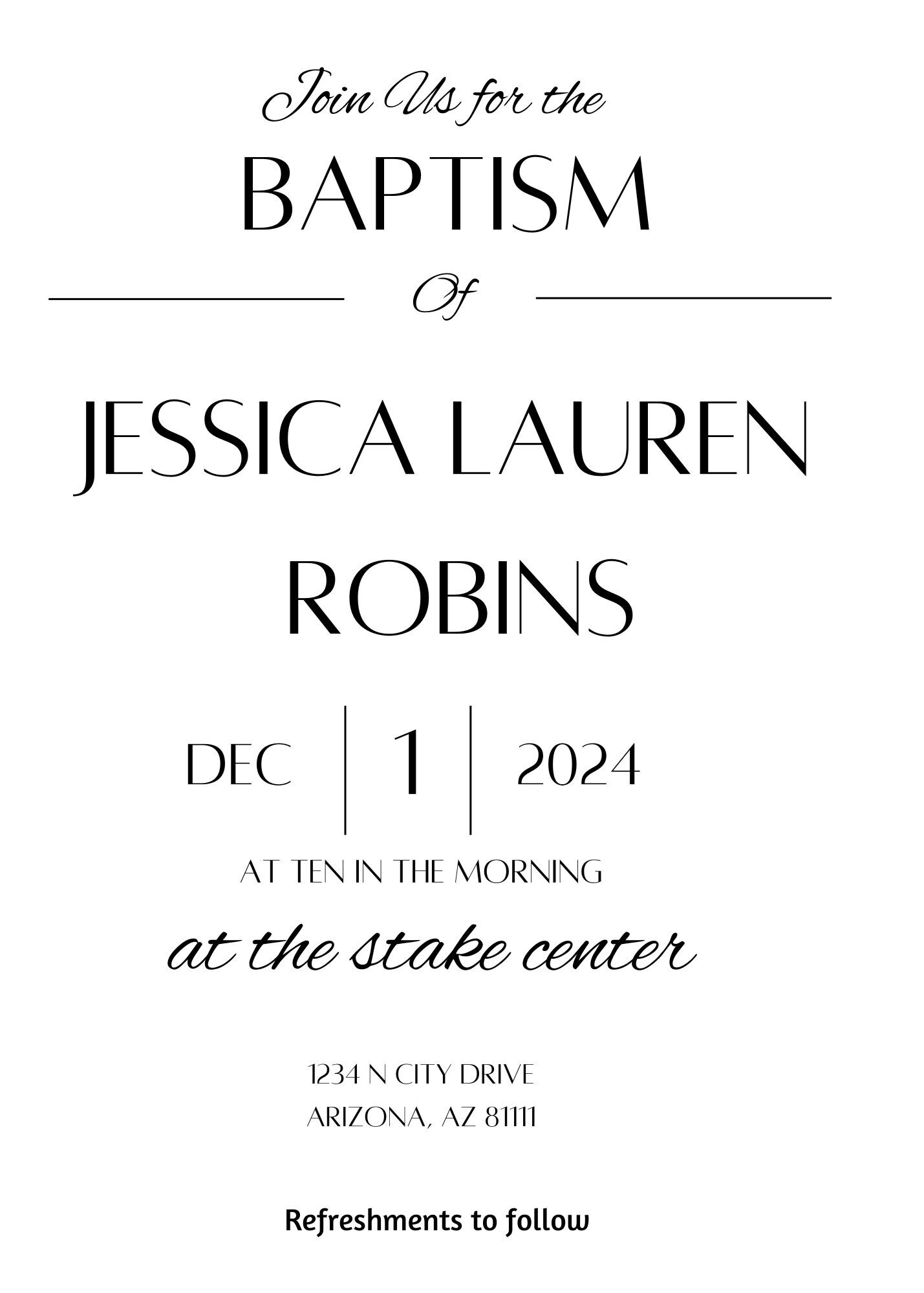 LDS Primary Baptism Invite Latter Day Saints Primary Baptism Invitation