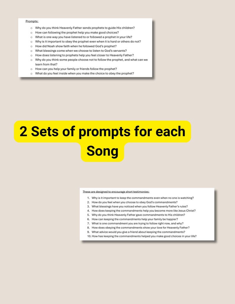 K&ouml;nnte beinhalten: Zwei S&auml;tze von Aufforderungen f&uuml;r jedes Lied werden auf hellem Hintergrund angezeigt. Der obere Satz von Aufforderungen befindet sich in einem wei&szlig;en Rechteck, der untere Satz in einem wei&szlig;en Rechteck. Der Text ist schwarz.