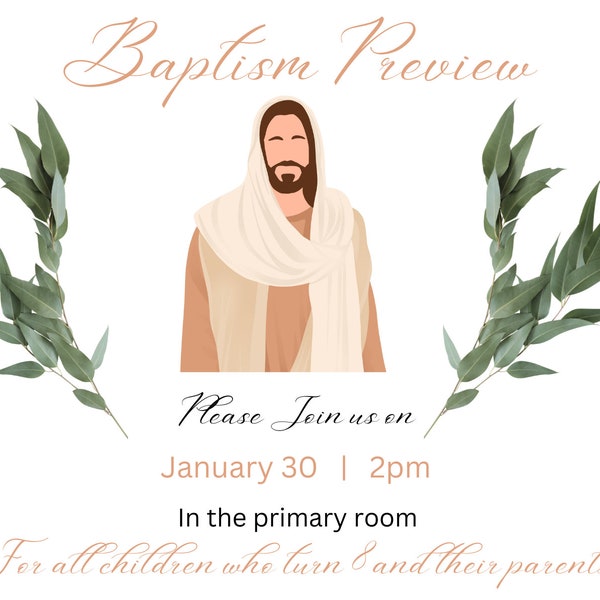 LDS primary baptism Preview invite | Latter Day Saints Primary | Primary baptism Preview Invitation | Primary | Baptism Preview