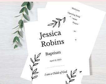 Programme de baptême SDJ pour filles Programme de baptême SDJ des Saints des derniers jours Programme de baptême de la Primaire Programme modifiable