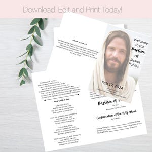 Programme de baptême de la primaire SDJ Programme de baptême de la primaire Saints des derniers jours Programme modifiable