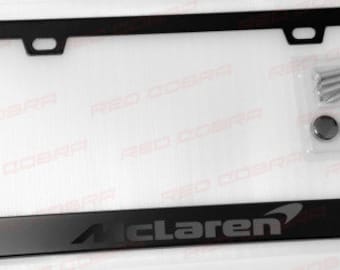 Black on Black Ghost McLaren Premium Black Metal License Plate Frame Tag Cover