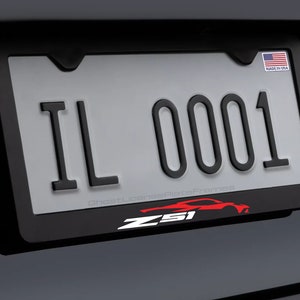 Cadre de plaque d'immatriculation RED Z51 C8 Corvette Racing avec vis et capuchons