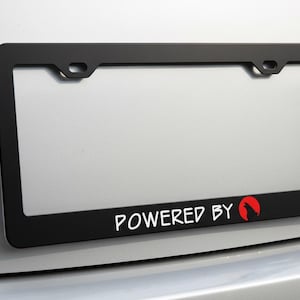 Powered by Godzilla License Plate Frame Premium Black Metal Racing Style PREMIUM