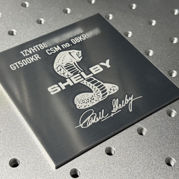 Insignia de emblema de placa SVT Cobra / GT500 Signature Shelby Series para interior o debajo del capó, placa de aluminio 4 X 4 X 1/8 con adhesivo