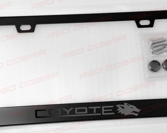 Black on Black Coyote Mustang 5.0 Ghost Premium Black Metal License Plate Frame