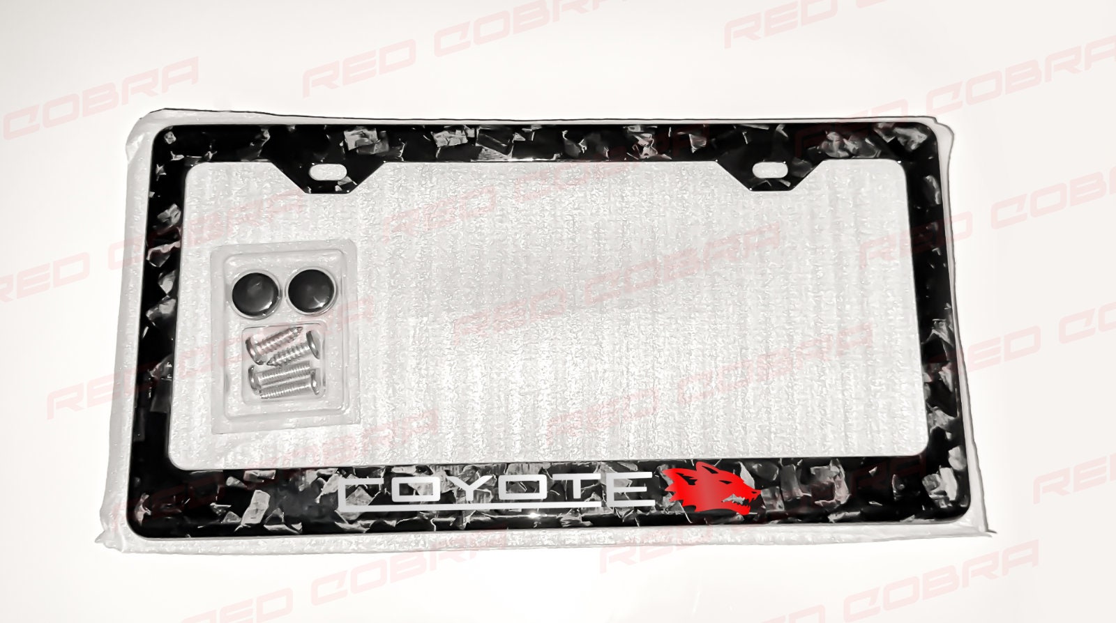 Black Carbon Fiber License Plate Frame With 6.2 LT1 Red Aluminum Emblem - US Standard Size