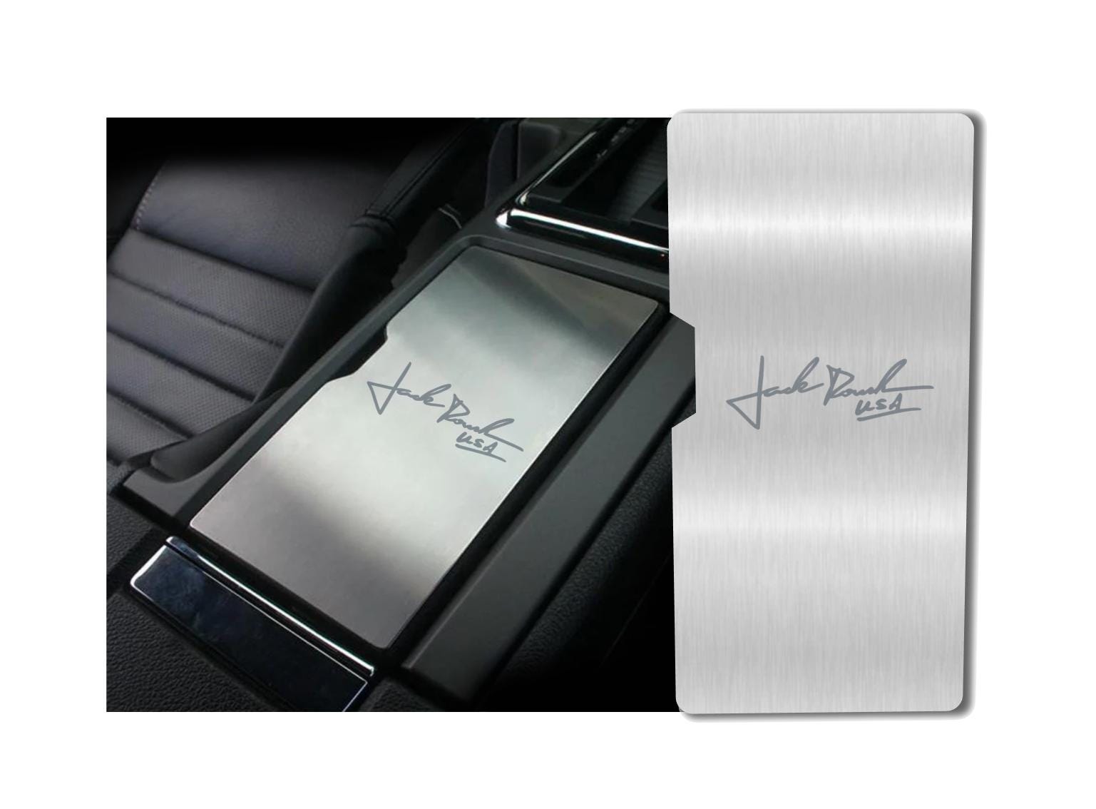 TESIN Carbon Fiber Center Console Gear Shift Panel & Cup Holder Cover Trim Kit For Ford Mustang 2010-2014 (4-Piece Set)