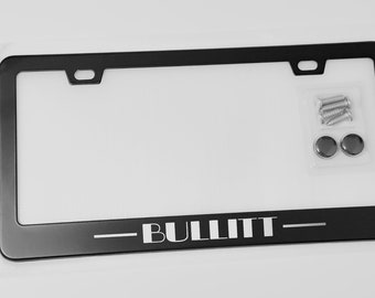 Reflective Bullitt Mustang Black Metal License Plate Frame Tag Cover W/ Screws