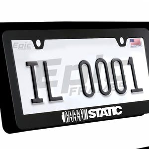 Static JDM License Plate Frame Black Premium Metal with Screws and Caps