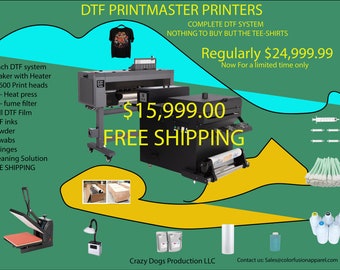 A1 DTF printing complete system, with FREE heat press and FREE fume filter.