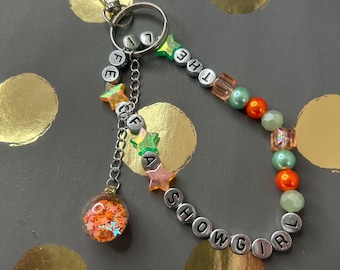 Life of a Showgirl handmade beaded keychain keyring