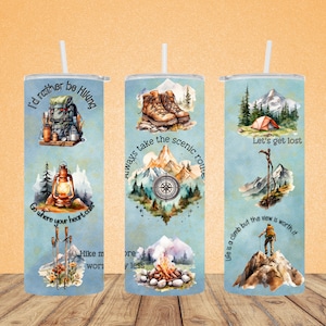 Hiking Tumbler wrap, Love to hike, 20 oz Skinny Tumbler Sublimation Design Digital Download, PNG Instant DIGITAL ONLY, Tumbler Wrap