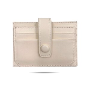 Billetera/tarjetero delgado y plegable *mini* de VLYRN para mujer con bloqueo RFID (blanco crema) (8 ranuras en total - *1 tarjeta/ranura)