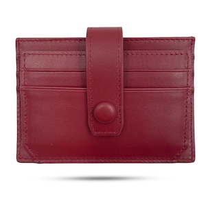 Billetera/tarjetero delgado y plegable *mini* de VLYRN para mujer con bloqueo RFID (burdeos) (8 ranuras en total - *1 tarjeta/ranura)