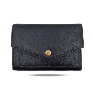 Cartera para mujer de cuero genuino RFID estilo tríptica con capacidad para tarjetas, efectivo y monedas