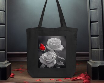 Black Tote Bag, Roses Tote Bag, Gothic Style Tote Bag, Goth Tote Bag, Dark Romantic, Dark Academia Aesthetic