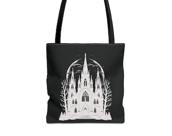 Gothic Style Black Tote Bag Halloween Style Tote Bag Goth Tote Bag Dark Academia Bag
