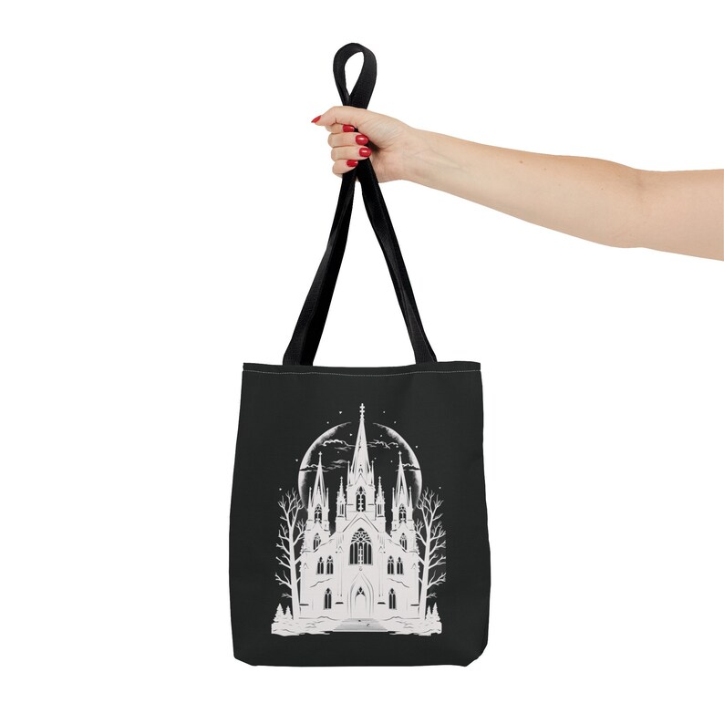 Gothic Style Black Tote Bag Halloween Style Tote Bag Goth Tote Bag Dark Academia Bag image 2