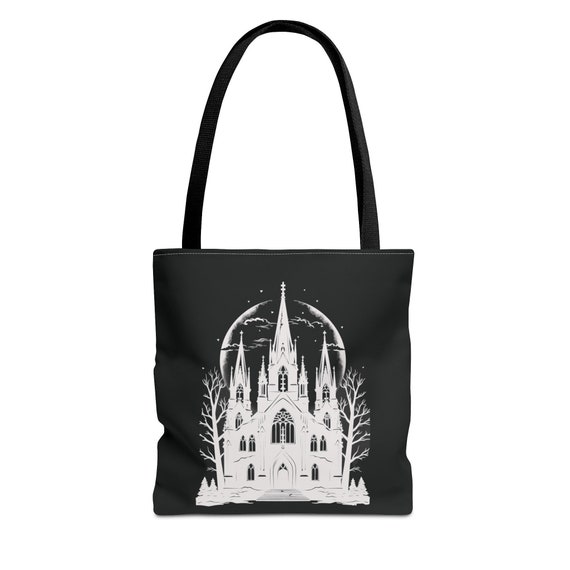 Gothic Style Black Tote Bag Halloween Style Tote Bag Goth Tote Bag Dark Academia Bag