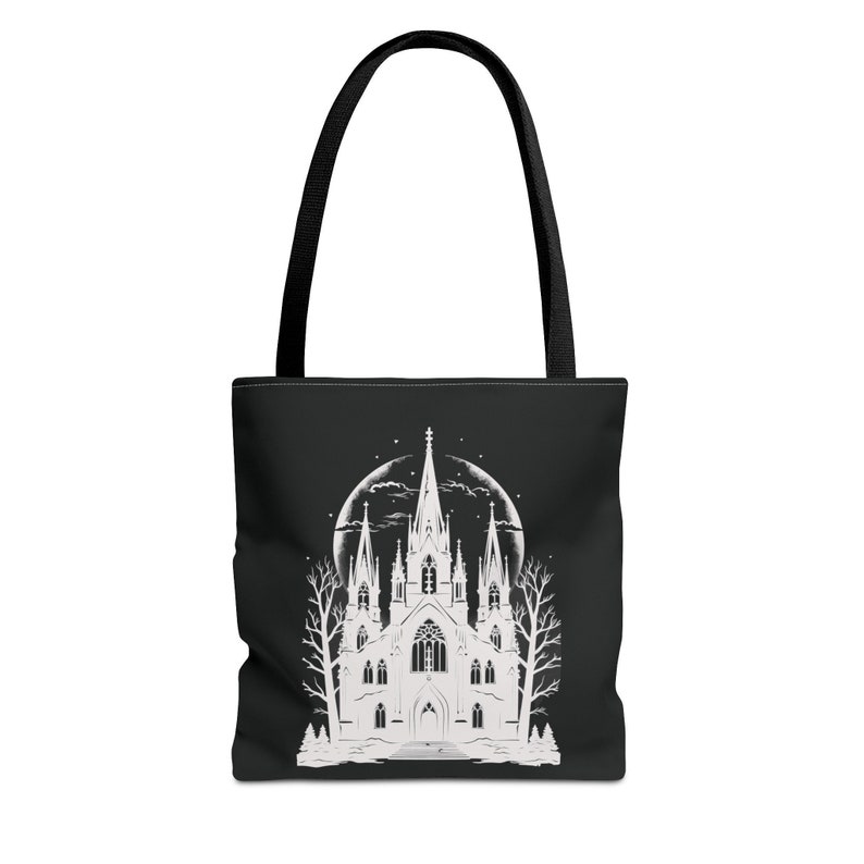 Gothic Style Black Tote Bag Halloween Style Tote Bag Goth Tote Bag Dark Academia Bag image 1