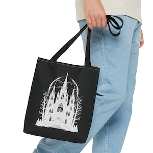 Gothic Style Black Tote Bag Halloween Style Tote Bag Goth Tote Bag Dark Academia Bag image 3