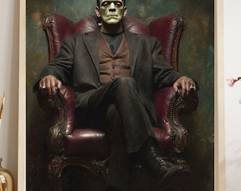 Frankenstein Poster, 1931, Old Hollywood Decor, Horror Movie Poster, gothic Art Print, Monster Print, Halloween Wall Art Decor.