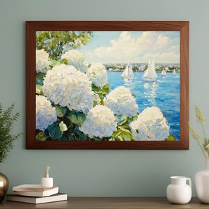 Vintage Sailboat Painting Print | Nautical Seascape Wall Art | Antique Lake House Decor | Summer Printable Digital Download