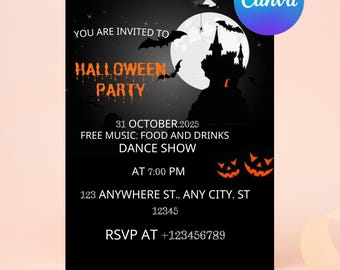 Editable Halloween Invitation Template, Spooktacular Halloween Invites, Printable Halloween Invites, Kids Ghost Party Canva Invite Download