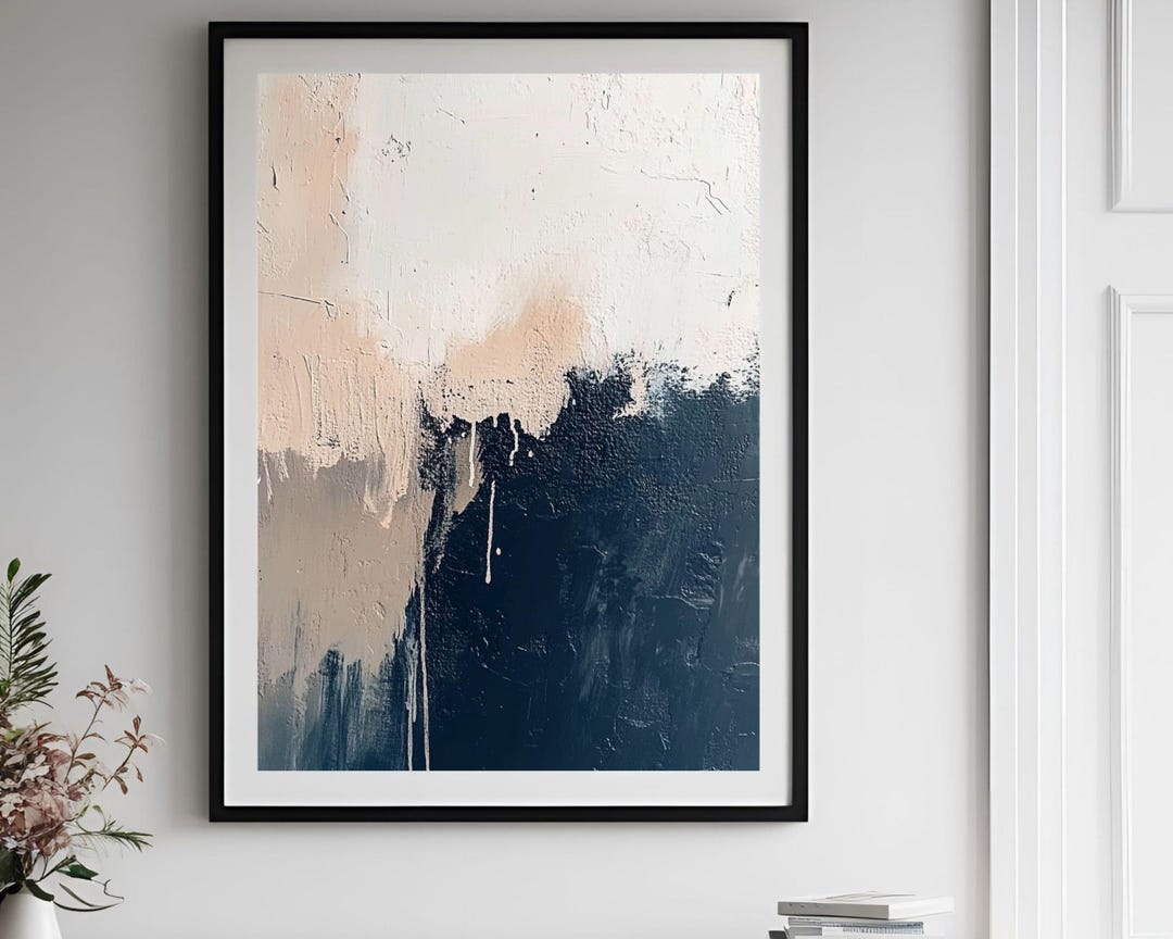 Navy Blue Abstract Wall Art - Modern, Contemporary, Home Decor, Print ...