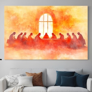 Scenic Depiction of The Last Supper | Digital Download | Jesus Art, Bible Wall Art, Christian Faith, Oil Painting wall art.