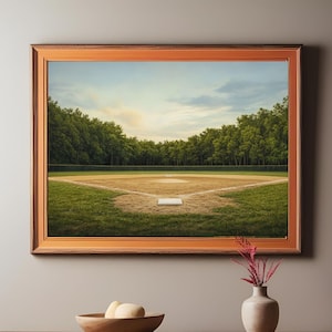 Baseball Field Print | Vintage Style Baseball Diamond | Minimalist Boys Room PRINTABLE Art | Baseball Lovers Gift | Office Decor