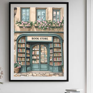 Charming Bookstore Wall Art | Vintage-Inspired Digital Printable | Floral Bookshop Decor | Literary Wall,Cottage Core Wall art Art