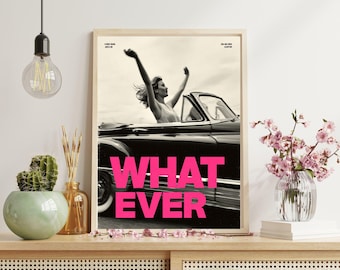 Trendy Collage Apartment Print, Black And White Y2k Fashion Print, Feminist Pink Stylish And Cool Girl Aesthetic Art for Teen Room, Dorm.