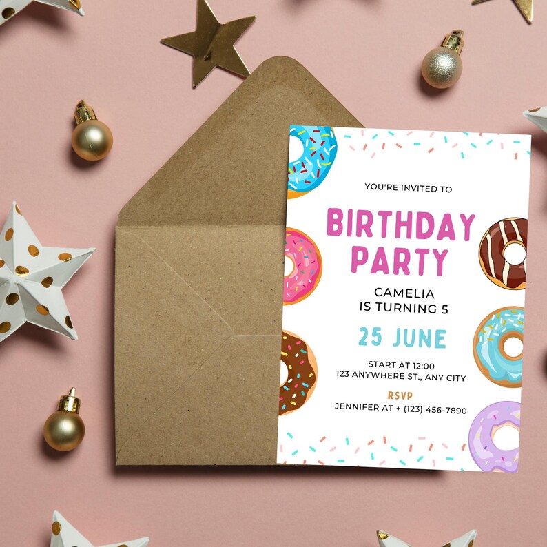 Editable Donut Birthday Invitation Editable Donut Party Invite Template ...