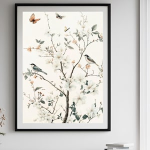 Chinoiserie Wall Art, Chinoiserie Print, Bird Printable Wall Art, Grandmillenial Art, Grandmillenial Decor, Instant Digital Download.